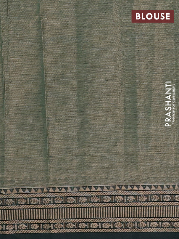 Narayanpet cotton saree greenish beige and bottle green with plain body and thread woven border