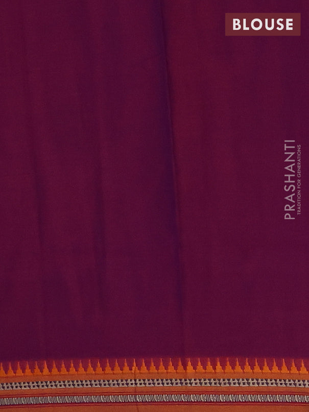 Narayanpet cotton saree purple and mustard yellow with plain body and thread woven border