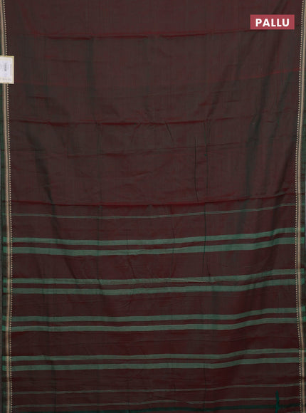 Narayanpet cotton saree dual shade of greenish red with plain body and thread woven border