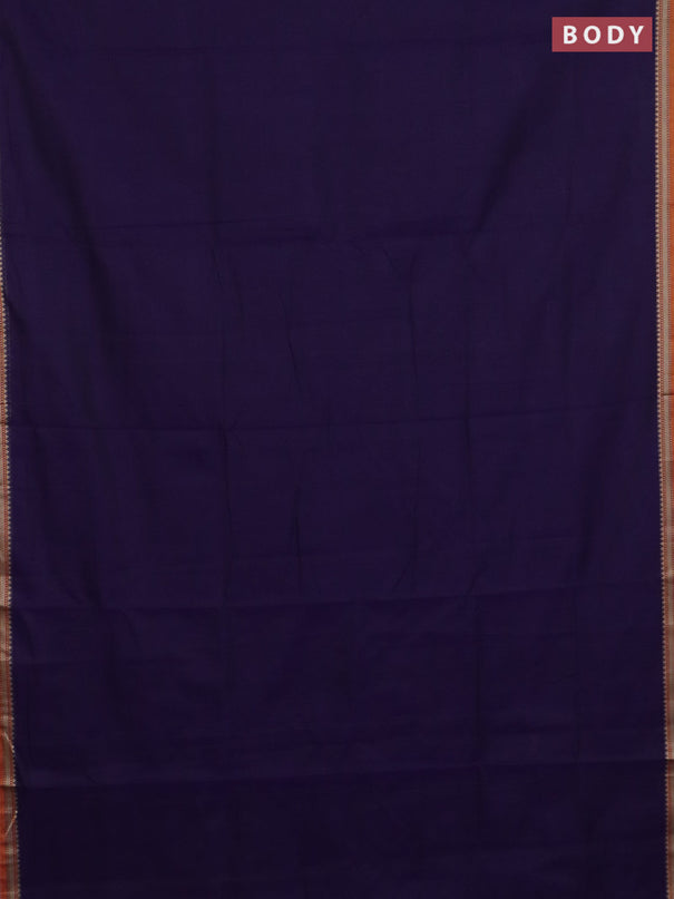 Narayanpet cotton saree violet and dark mustard with plain body and thread woven border