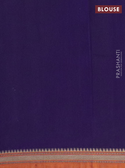 Narayanpet cotton saree violet and dark mustard with plain body and thread woven border