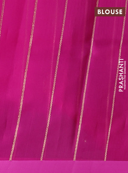 Banarasi organza silk saree magenta pink with allover zari woven buttas and zari woven simple border