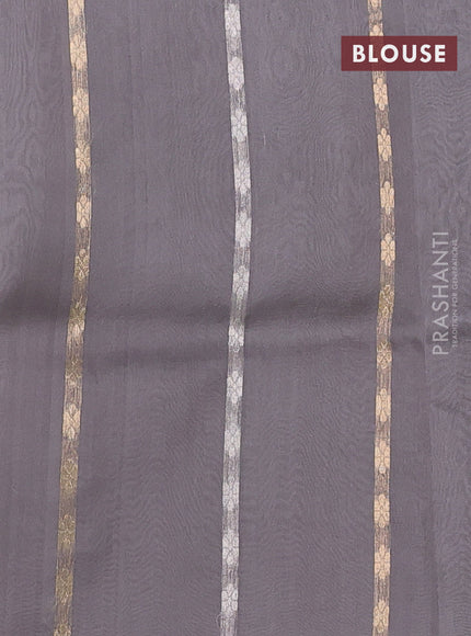 Banarasi organza silk saree grey with zari woven buttas and zari woven border