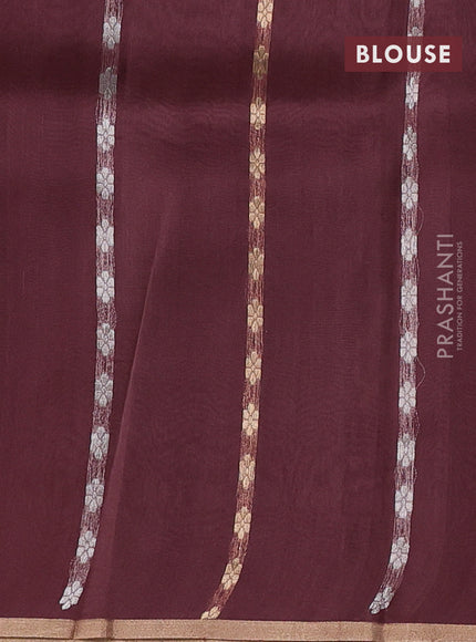 Banarasi organza silk saree pastel maroon with zari woven buttas and zari woven border