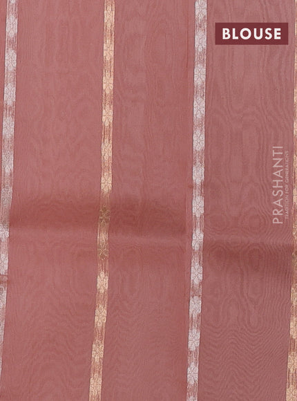 Banarasi organza silk saree pastel peach with zari woven buttas and zari woven border