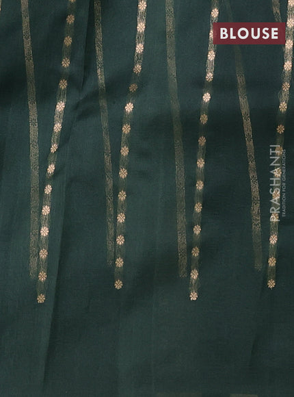 Banarasi organza silk saree greyish green with allover zari stripes pattern & buttas and piping border