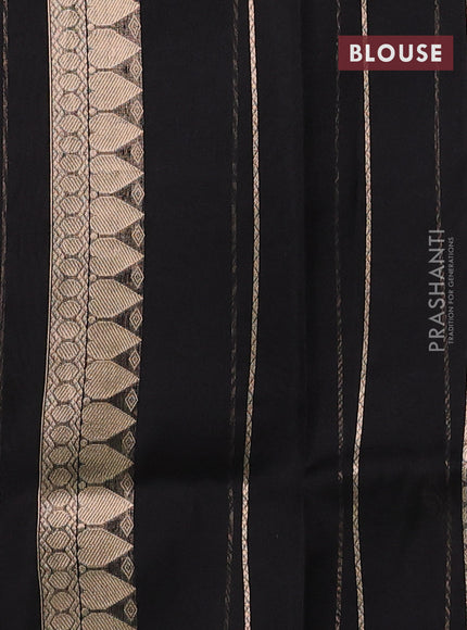 Banarasi organza silk saree black with rudraksha silver & gold zari woven buttas and zari woven border
