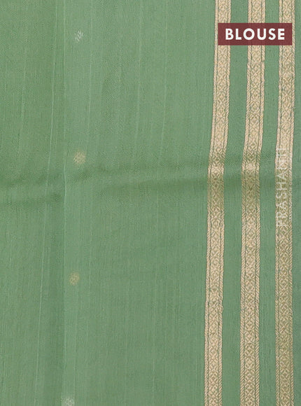 Banarasi organza silk saree green with rudraksha silver & gold zari woven buttas and zari woven border