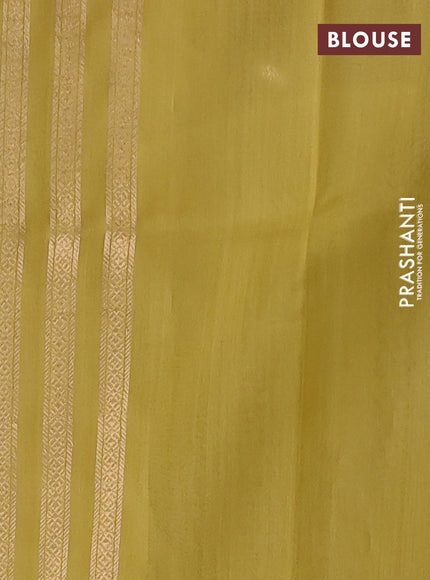 Banarasi organza silk saree pale yellow with rudraksha silver & gold zari woven buttas and zari woven border