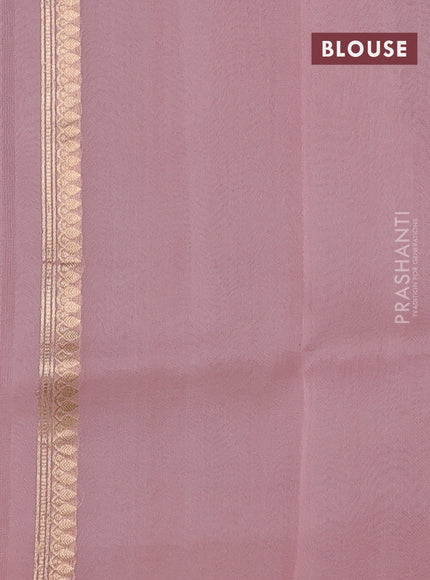 Banarasi organza silk saree pastel pink with allover silver & zari weaves and simple border
