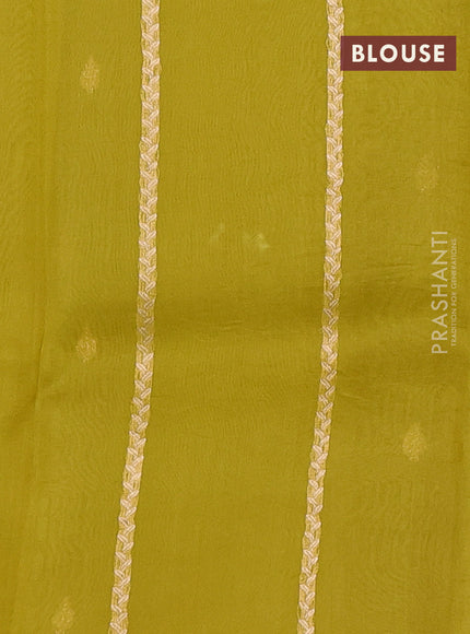 Banarasi organza silk saree lime green with zari woven buttas and zari wove border