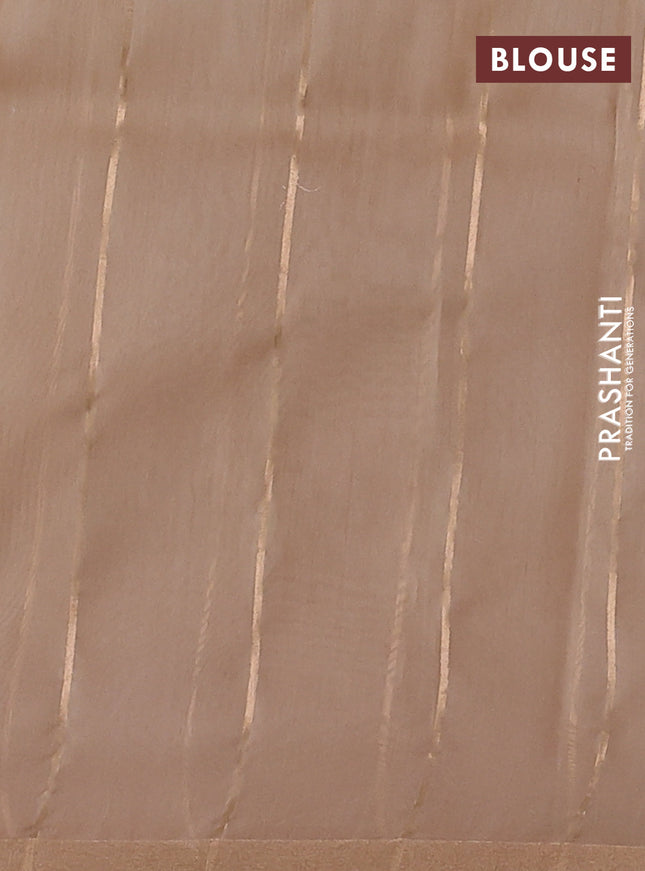 Banarasi organza silk saree sandal with allover zari zig zag pattern and zari woven border