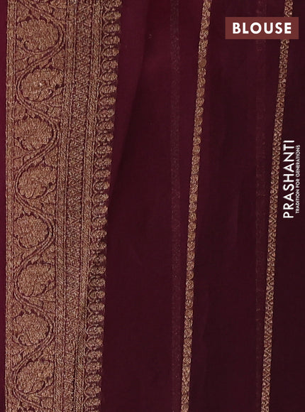 Banarasi organza silk saree maroon and wine shade with allover thread & zari woven buttas and thread & zari woven border