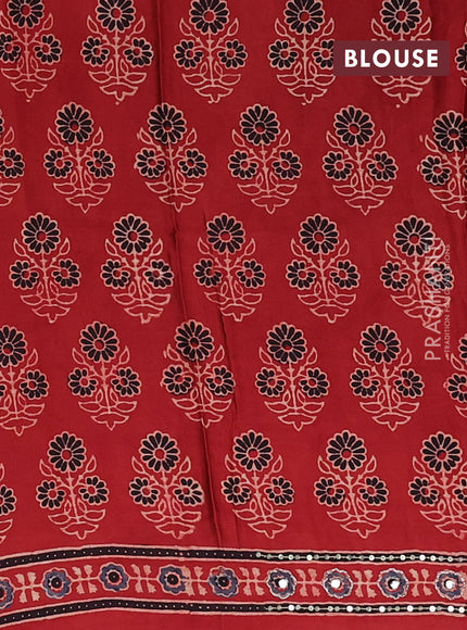 Modal silk saree black and maroon with allover ajrakh prints & sequin work and sequin embroidered work pallu