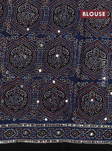 Modal silk saree blue and black with allover ajrakh prints & sequin work and sequin embroidered work pallu