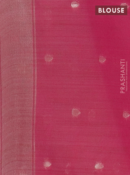 Jamdhani cotton saree teal blue and pink with thread woven buttas and jamdhani pallu