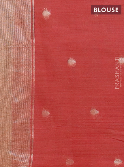Jamdhani cotton saree sandal and red with thread woven buttas and jamdhani pallu