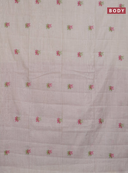 Jamdhani cotton saree beige and maroon with thread woven buttas and jamdhani pallu