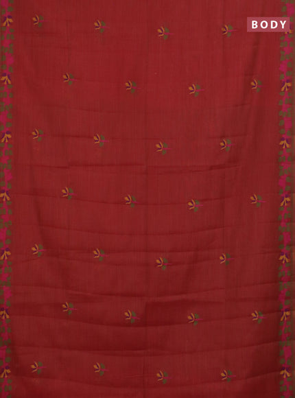 Jamdhani cotton saree rust shade and light green with thread woven buttas and jamdhani pallu