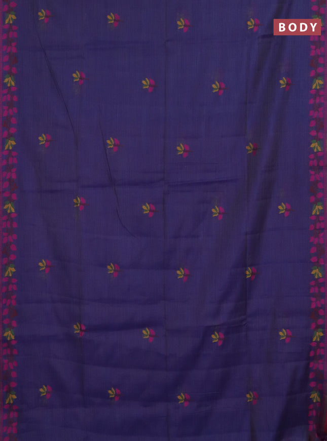 Jamdhani cotton saree navy blue and pink with thread woven buttas and jamdhani pallu