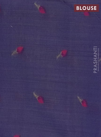 Jamdhani cotton saree pastel pink and navy blue with allover thread woven buttas and jamdhani pallu
