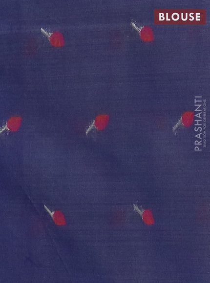 Jamdhani cotton saree teal blue and navy blue with allover thread woven buttas and jamdhani pallu