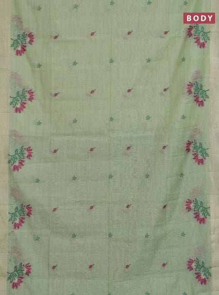 Jamdhani cotton saree pista green and green with allover thread woven buttas and jamdhani pallu