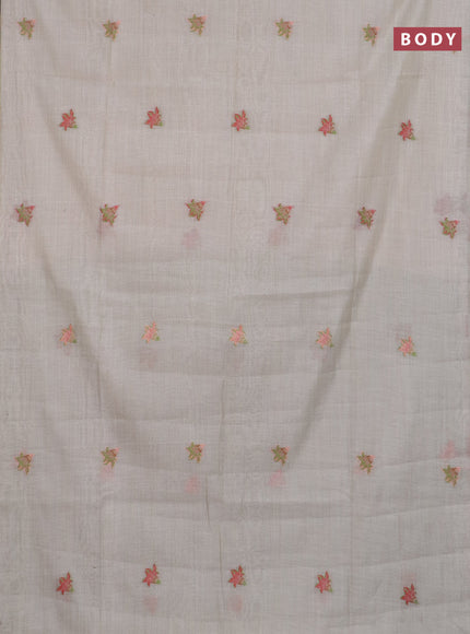 Jamdhani cotton saree beige and light green with allover thread woven buttas and jamdhani pallu