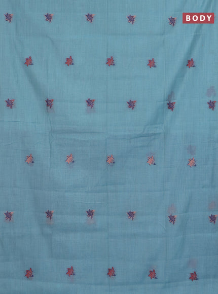 Jamdhani cotton saree teal blue and navy blue with allover thread woven buttas and jamdhani pallu