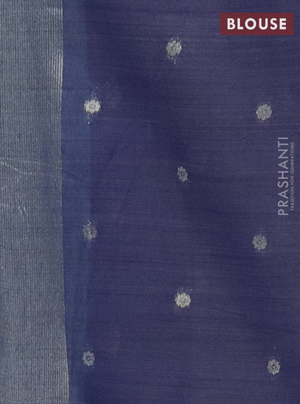 Jamdhani cotton saree teal blue and navy blue with allover thread woven buttas and jamdhani pallu