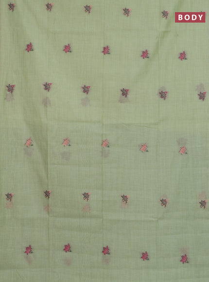 Jamdhani cotton saree pista green and green with allover thread woven buttas and jamdhani pallu