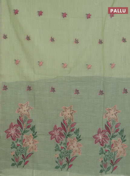Jamdhani cotton saree pista green and green with allover thread woven buttas and jamdhani pallu