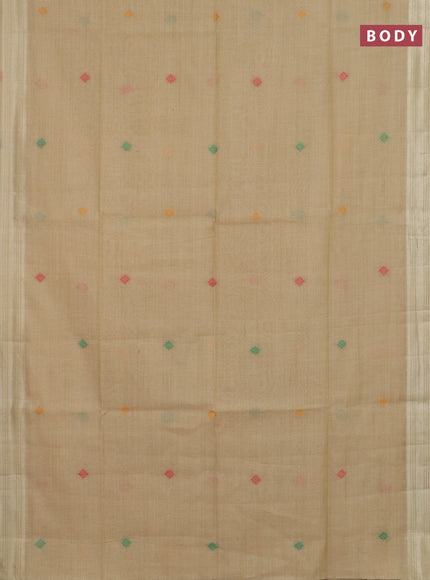 Jamdhani cotton saree sandal with thread woven buttas and jamdhani pallu