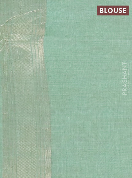 Jamdhani cotton saree pista green and red with thread & zari woven buttas and jamdhani pallu
