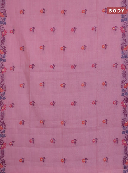 Jamdhani cotton saree pastel pink and purple with allover thread woven buttas and jamdhani pallu