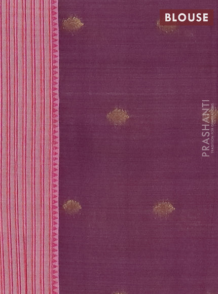 Jamdhani cotton saree pastel pink and purple with allover thread woven buttas and jamdhani pallu