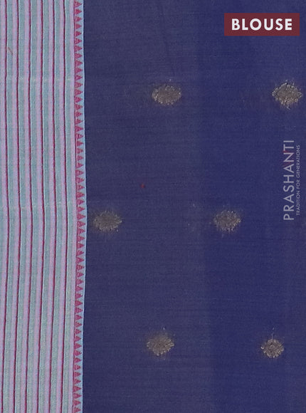 Jamdhani cotton saree teal blue and navy blue with allover thread woven buttas and jamdhani pallu