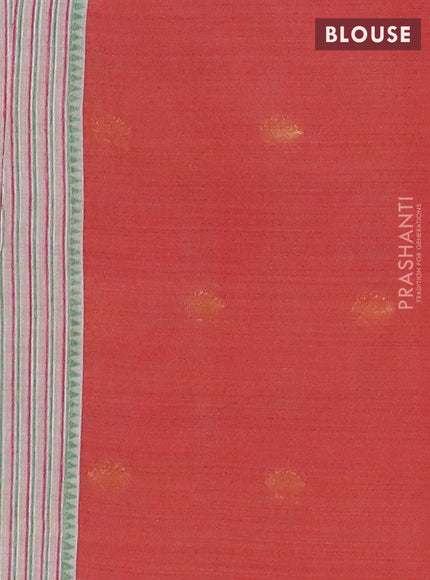 Jamdhani cotton saree beige and red with allover thread woven buttas and jamdhani pallu
