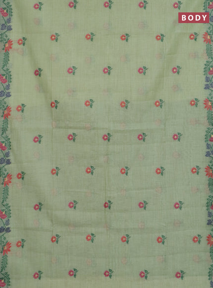 Jamdhani cotton saree pista green and green with allover thread woven buttas and jamdhani pallu