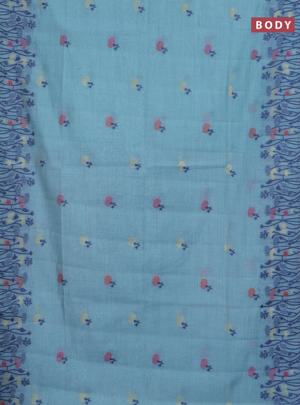 Jamdhani cotton saree teal blue and navy blue with allover thread woven buttas and jamdhani pallu