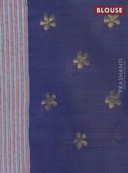 Jamdhani cotton saree teal blue and navy blue with allover thread woven buttas and jamdhani pallu