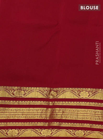 Pure kanchipuram silk saree lime green and maroon with allover penkalamkari prints and rich zari woven border