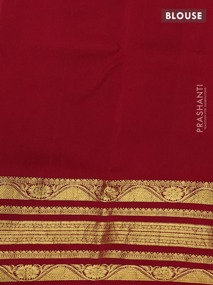 Pure kanchipuram silk saree lime green and maroon with allover penkalamkari prints and rich zari woven border