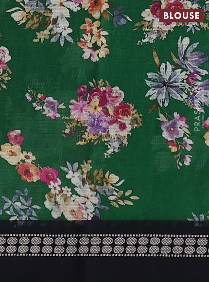 Kota silk cotton saree green and black with allover floral digital prints and thread woven border