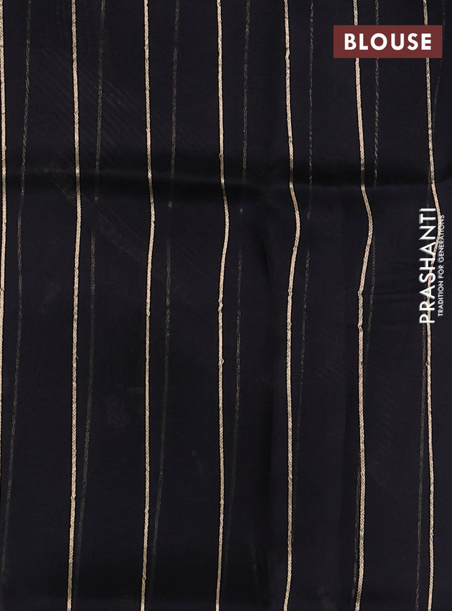 Banarasi organza silk saree black with silver & gold zari woven buttas and simple border