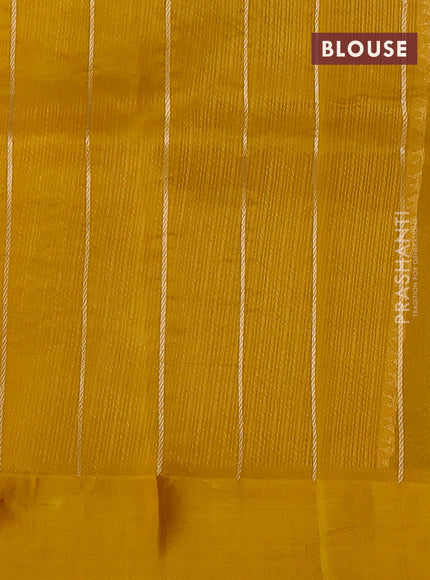 Banarasi organza silk saree mustard yellow with zari woven buttas and simple border