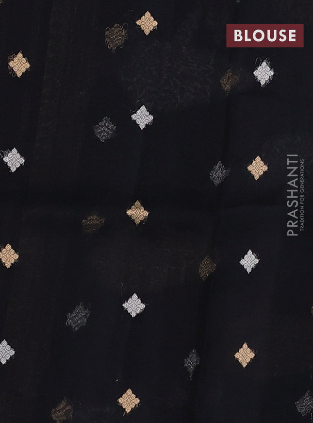 Banarasi organza silk saree black with allover silver & gold zari weaves and simple border