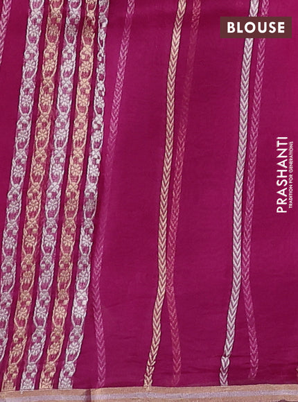 Banarasi organza silk saree pink with allover silver & gold zig zag zari weaves and zari woven border