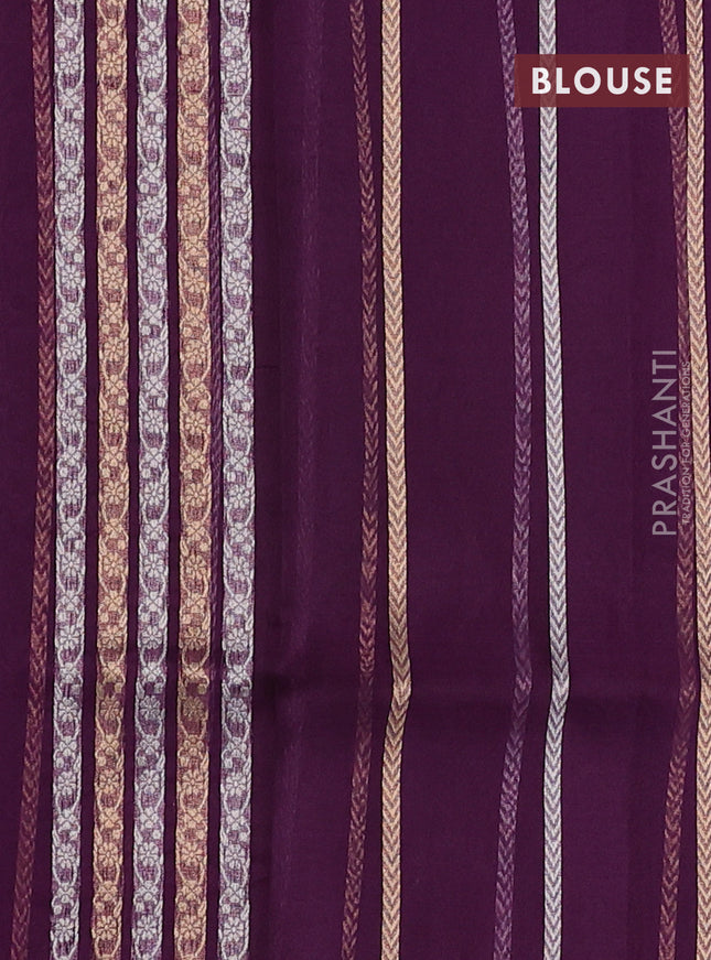 Banarasi organza silk saree purple with allover silver & gold zig zag zari weaves and zari woven border