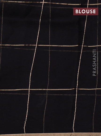 Banarasi organza silk saree black with allover zari checks & buttas and zari woven border